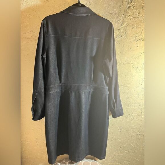 Jones New York Long Sleeve Denim Dress - Dark Blue - Picture 9 of 9